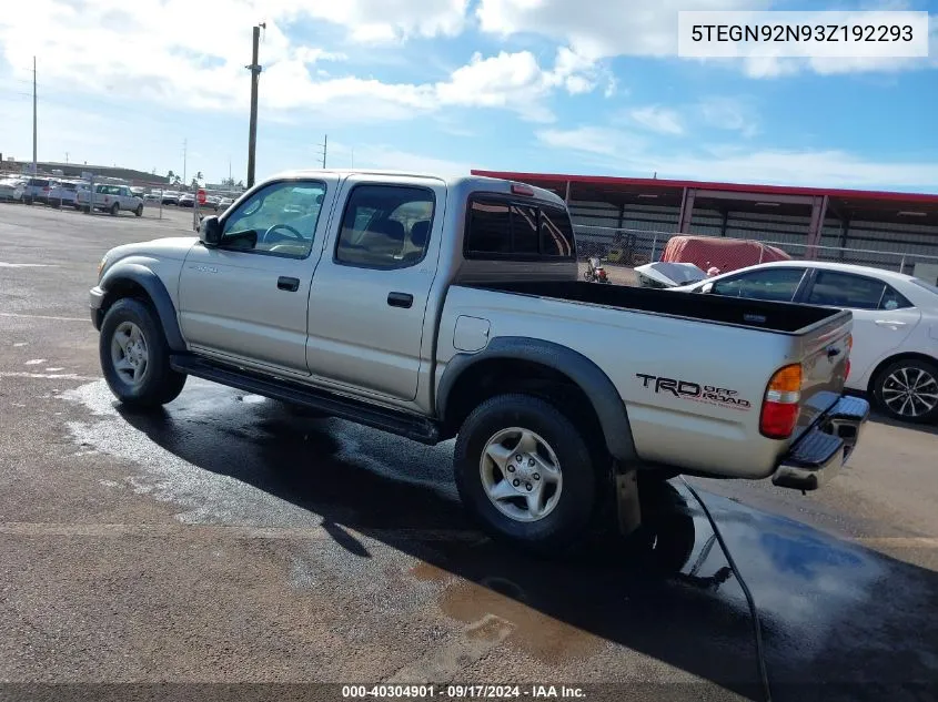 2003 Toyota Tacoma Prerunner V6 VIN: 5TEGN92N93Z192293 Lot: 40304901