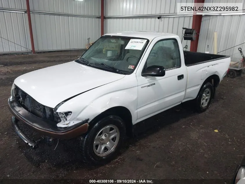 2003 Toyota Tacoma VIN: 5TENL42NX3Z295982 Lot: 40308108