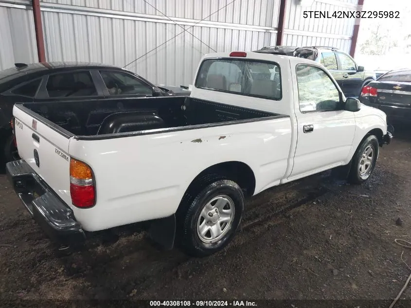 2003 Toyota Tacoma VIN: 5TENL42NX3Z295982 Lot: 40308108