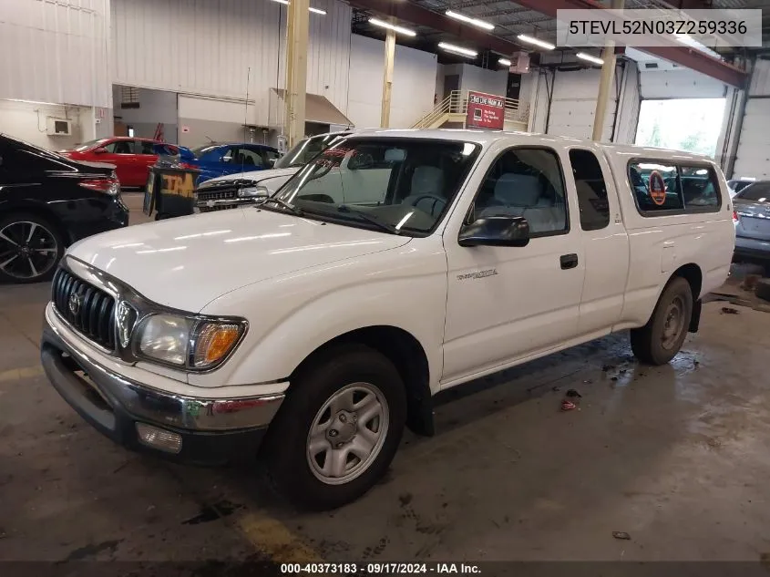 2003 Toyota Tacoma VIN: 5TEVL52N03Z259336 Lot: 40373183