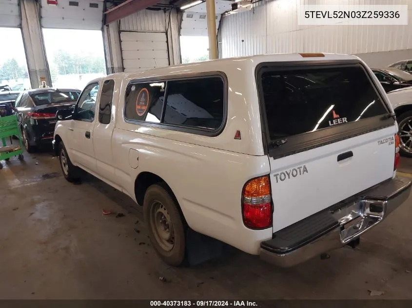 2003 Toyota Tacoma VIN: 5TEVL52N03Z259336 Lot: 40373183