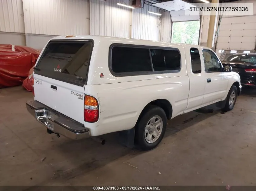 2003 Toyota Tacoma VIN: 5TEVL52N03Z259336 Lot: 40373183