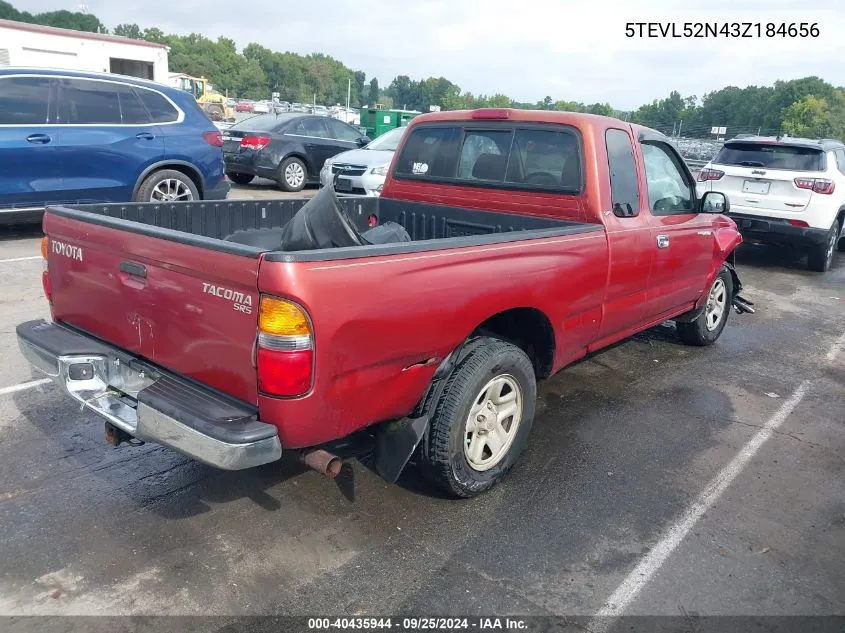 2003 Toyota Tacoma VIN: 5TEVL52N43Z184656 Lot: 40435944