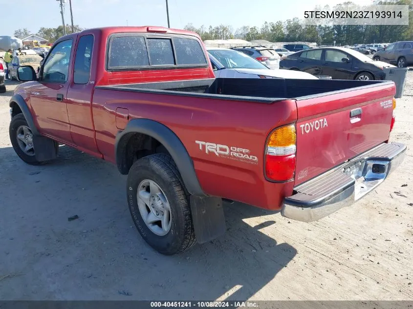 2003 Toyota Tacoma Prerunner VIN: 5TESM92N23Z193914 Lot: 40451241