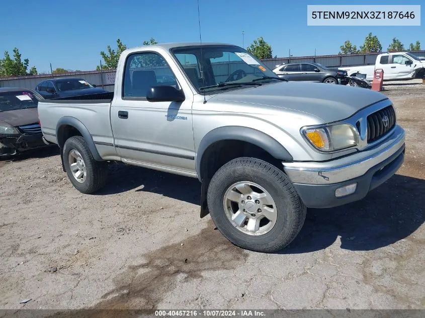 2003 Toyota Tacoma Prerunner VIN: 5TENM92NX3Z187646 Lot: 40457216