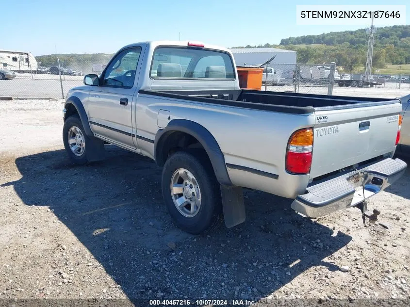 2003 Toyota Tacoma Prerunner VIN: 5TENM92NX3Z187646 Lot: 40457216