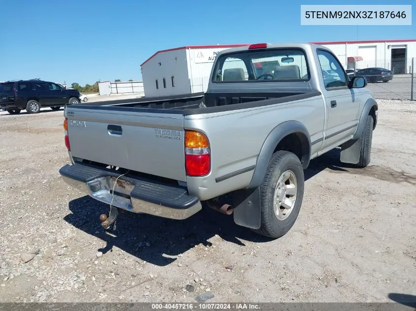 2003 Toyota Tacoma Prerunner VIN: 5TENM92NX3Z187646 Lot: 40457216