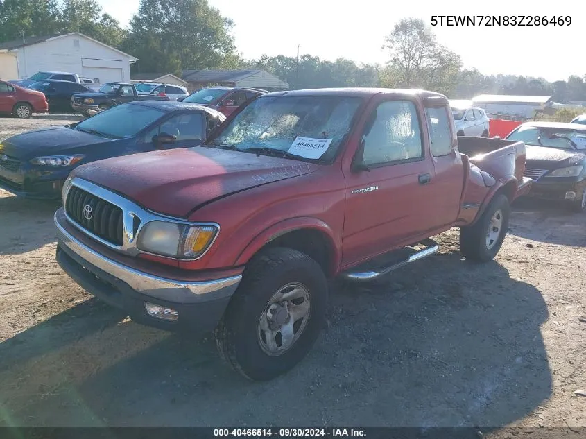 2003 Toyota Tacoma Xtracab VIN: 5TEWN72N83Z286469 Lot: 40466514