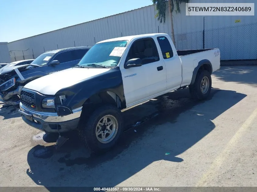 2003 Toyota Tacoma VIN: 5TEWM72N83Z240689 Lot: 40483357