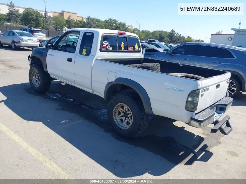 2003 Toyota Tacoma VIN: 5TEWM72N83Z240689 Lot: 40483357