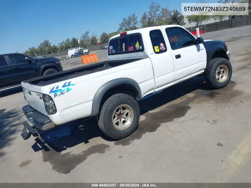 2003 Toyota Tacoma VIN: 5TEWM72N83Z240689 Lot: 40483357