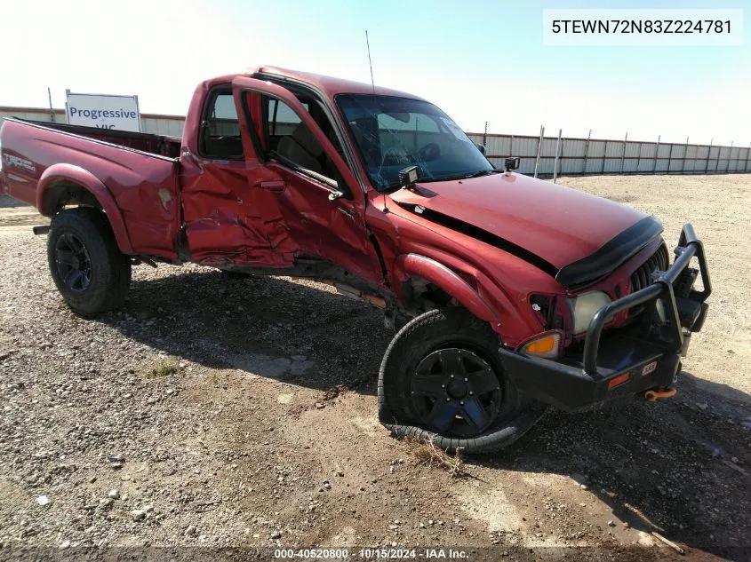 2003 Toyota Tacoma Base V6 VIN: 5TEWN72N83Z224781 Lot: 40520800