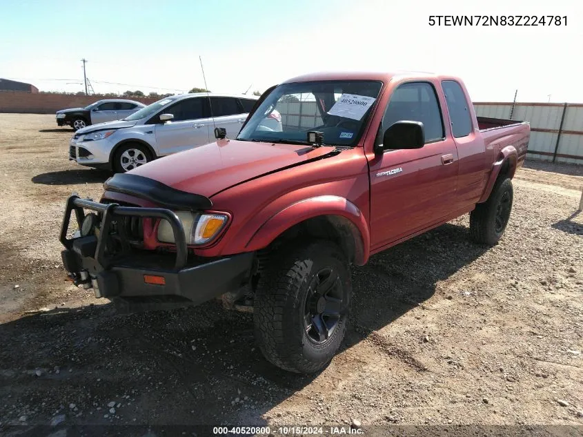 2003 Toyota Tacoma Base V6 VIN: 5TEWN72N83Z224781 Lot: 40520800