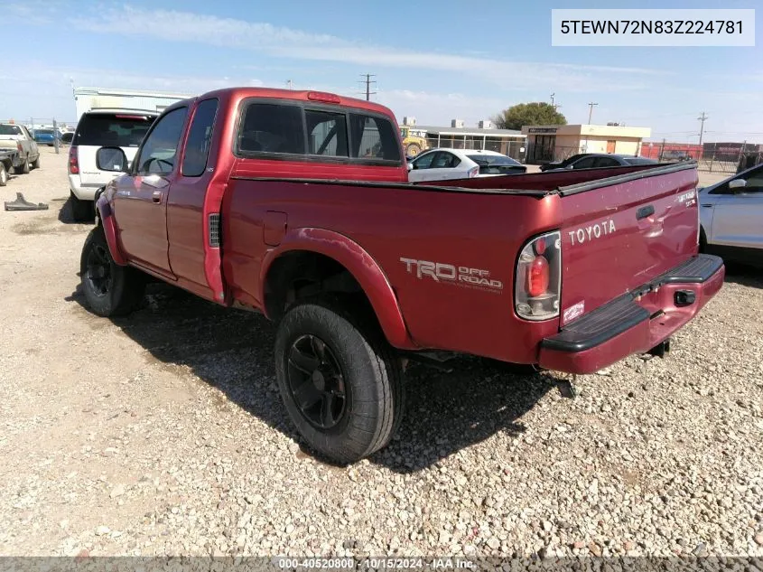 2003 Toyota Tacoma Base V6 VIN: 5TEWN72N83Z224781 Lot: 40520800