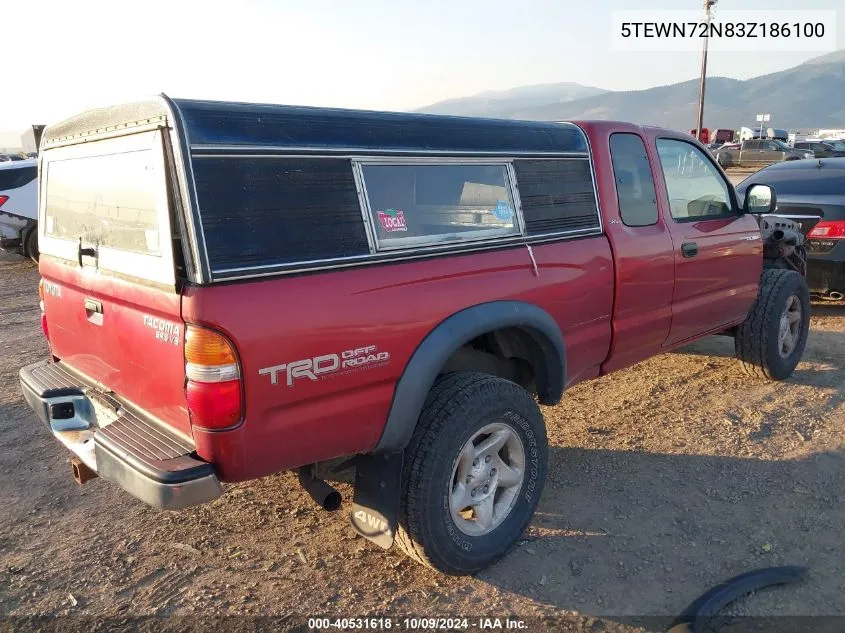 2003 Toyota Tacoma Xtracab VIN: 5TEWN72N83Z186100 Lot: 40531618