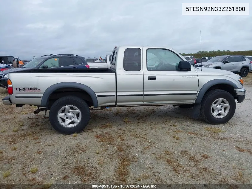 2003 Toyota Tacoma Xtracab Prerunner VIN: 5TESN92N33Z261800 Lot: 40535196