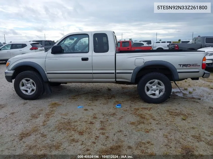 2003 Toyota Tacoma Xtracab Prerunner VIN: 5TESN92N33Z261800 Lot: 40535196