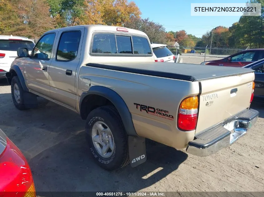 2003 Toyota Tacoma Base V6 VIN: 5TEHN72N03Z206221 Lot: 40551275