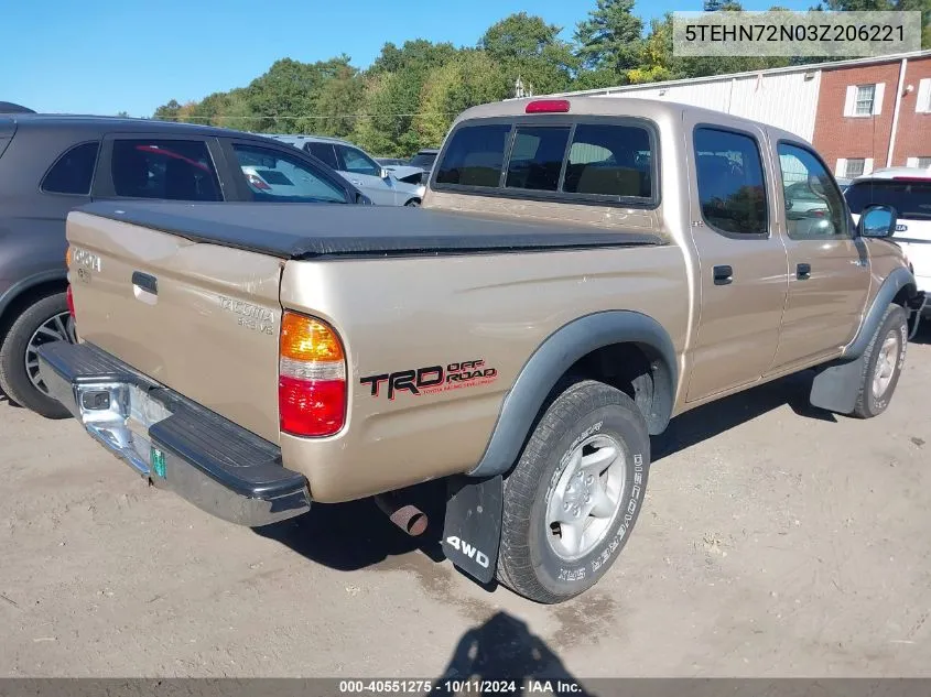 2003 Toyota Tacoma Base V6 VIN: 5TEHN72N03Z206221 Lot: 40551275