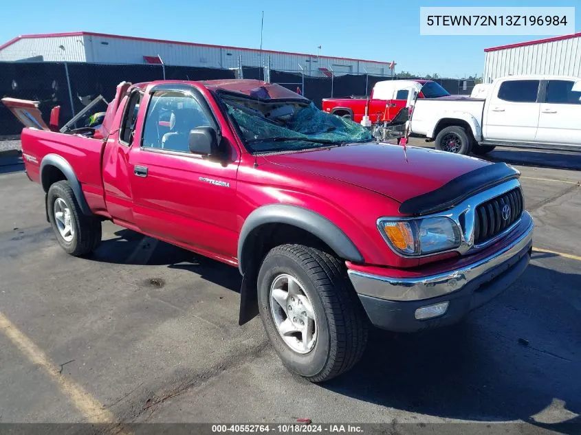 2003 Toyota Tacoma Base V6 VIN: 5TEWN72N13Z196984 Lot: 40552764