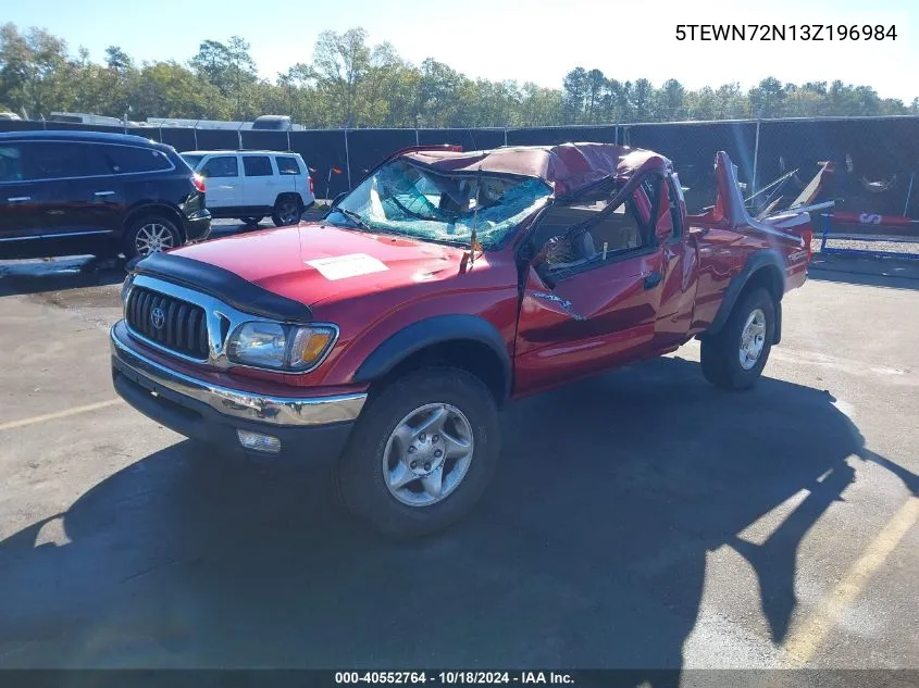 2003 Toyota Tacoma Base V6 VIN: 5TEWN72N13Z196984 Lot: 40552764