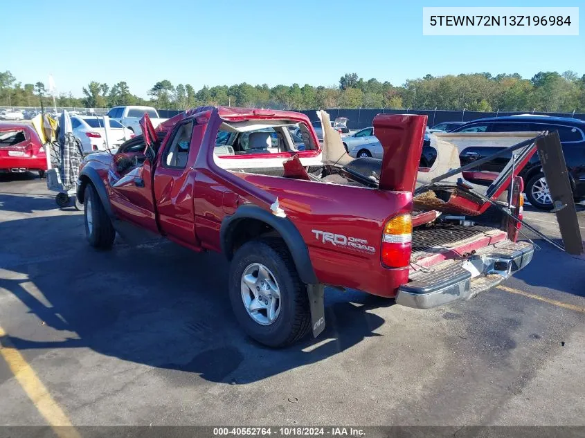 2003 Toyota Tacoma Base V6 VIN: 5TEWN72N13Z196984 Lot: 40552764