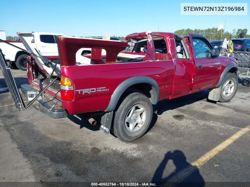 2003 Toyota Tacoma Base V6 VIN: 5TEWN72N13Z196984 Lot: 40552764