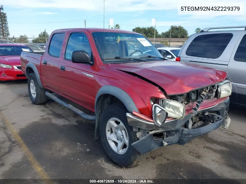 5TEGM92N43Z229379 2003 Toyota Tacoma Double Cab Prerunner