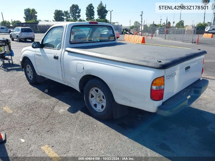 2003 Toyota Tacoma VIN: 5TENL42N83Z178501 Lot: 40684159