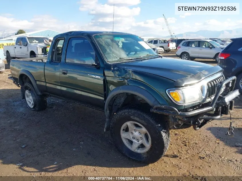 2003 Toyota Tacoma Base V6 VIN: 5TEWN72N93Z192536 Lot: 40737704