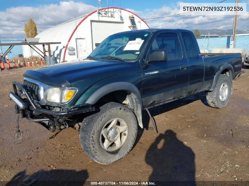 2003 Toyota Tacoma Base V6 VIN: 5TEWN72N93Z192536 Lot: 40737704