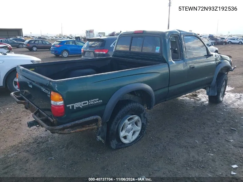 2003 Toyota Tacoma Base V6 VIN: 5TEWN72N93Z192536 Lot: 40737704