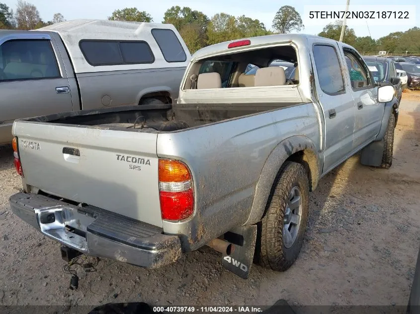 2003 Toyota Tacoma Base V6 VIN: 5TEHN72N03Z187122 Lot: 40739749