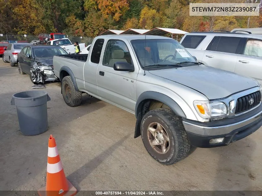 2003 Toyota Tacoma VIN: 5TEWM72N83Z239087 Lot: 40757594