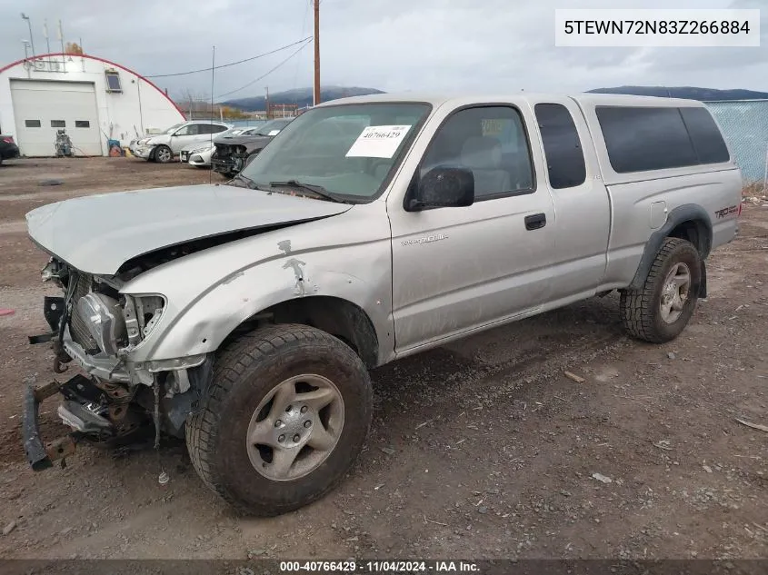 2003 Toyota Tacoma Base V6 VIN: 5TEWN72N83Z266884 Lot: 40766429