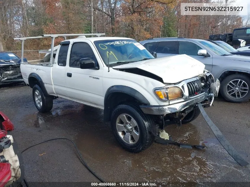 2003 Toyota Tacoma Prerunner V6 VIN: 5TESN92N63Z215927 Lot: 40868660