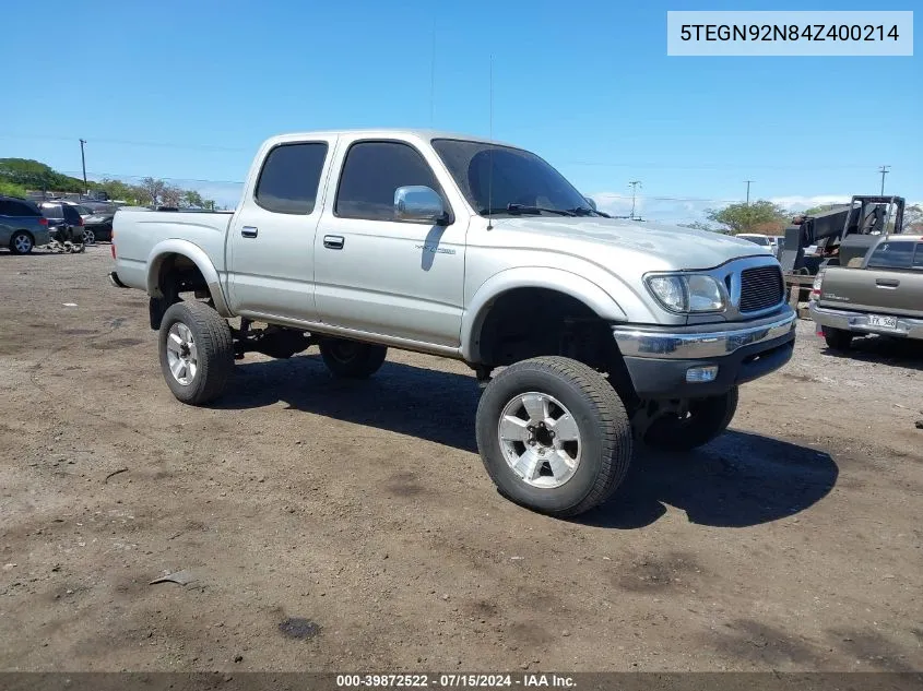 2004 Toyota Tacoma Prerunner V6 VIN: 5TEGN92N84Z400214 Lot: 39872522