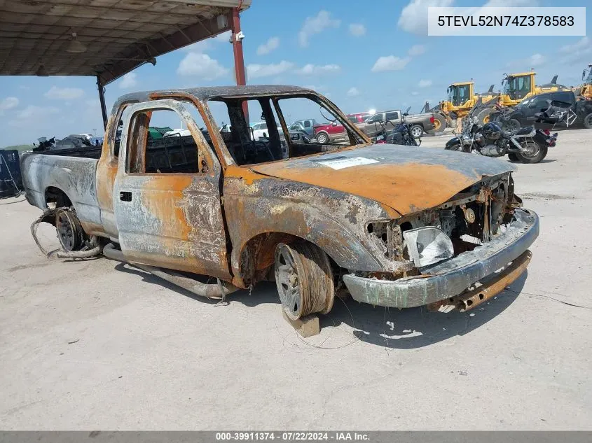 2004 Toyota Tacoma VIN: 5TEVL52N74Z378583 Lot: 39911374