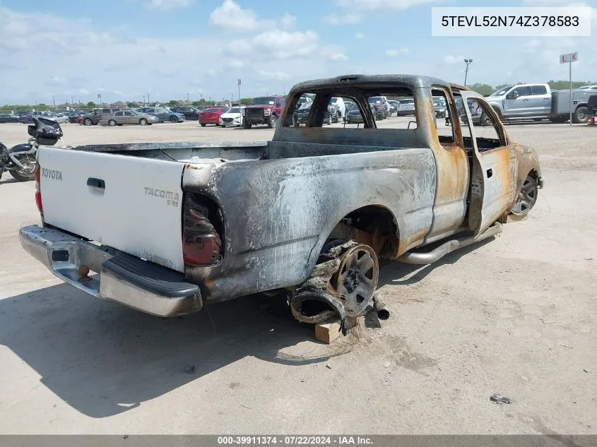 2004 Toyota Tacoma VIN: 5TEVL52N74Z378583 Lot: 39911374