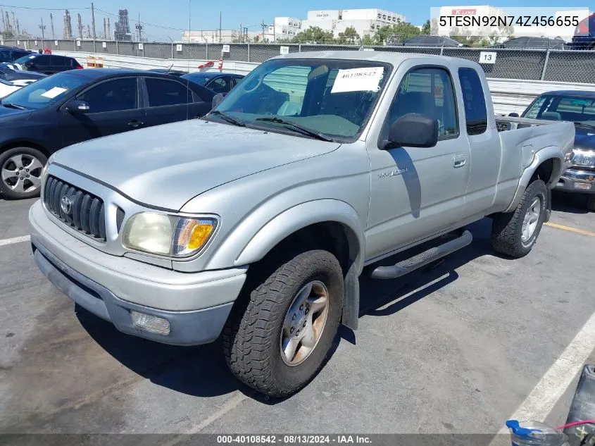 2004 Toyota Tacoma Prerunner V6 VIN: 5TESN92N74Z456655 Lot: 40108542