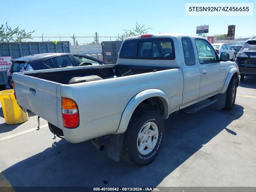 2004 Toyota Tacoma Prerunner V6 VIN: 5TESN92N74Z456655 Lot: 40108542