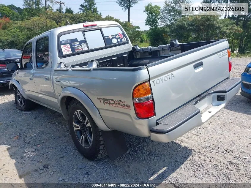 2004 Toyota Tacoma Prerunner V6 VIN: 5TEGN92N24Z326806 Lot: 40116409