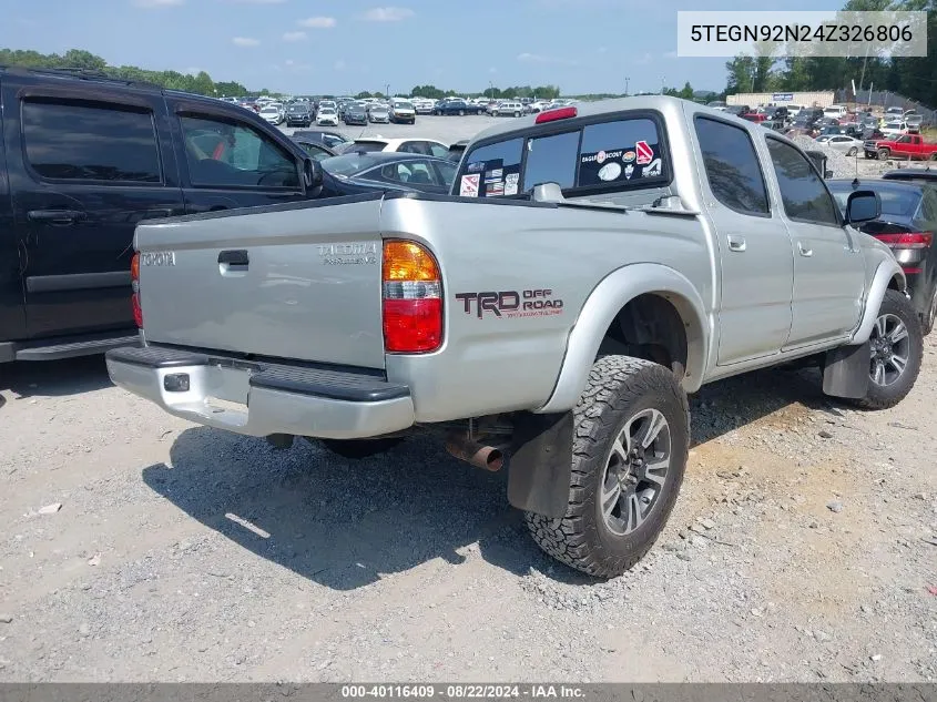 2004 Toyota Tacoma Prerunner V6 VIN: 5TEGN92N24Z326806 Lot: 40116409