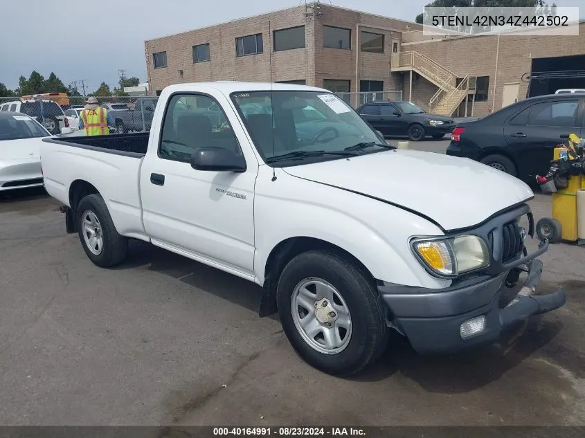 2004 Toyota Tacoma VIN: 5TENL42N34Z442502 Lot: 40164991