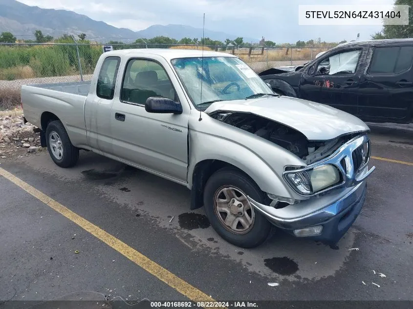 2004 Toyota Tacoma VIN: 5TEVL52N64Z431404 Lot: 40168692