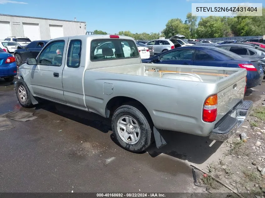 2004 Toyota Tacoma VIN: 5TEVL52N64Z431404 Lot: 40168692