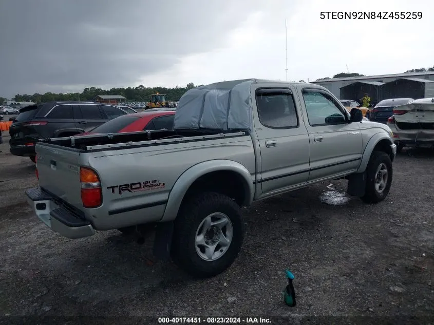 2004 Toyota Tacoma Prerunner V6 VIN: 5TEGN92N84Z455259 Lot: 40174451