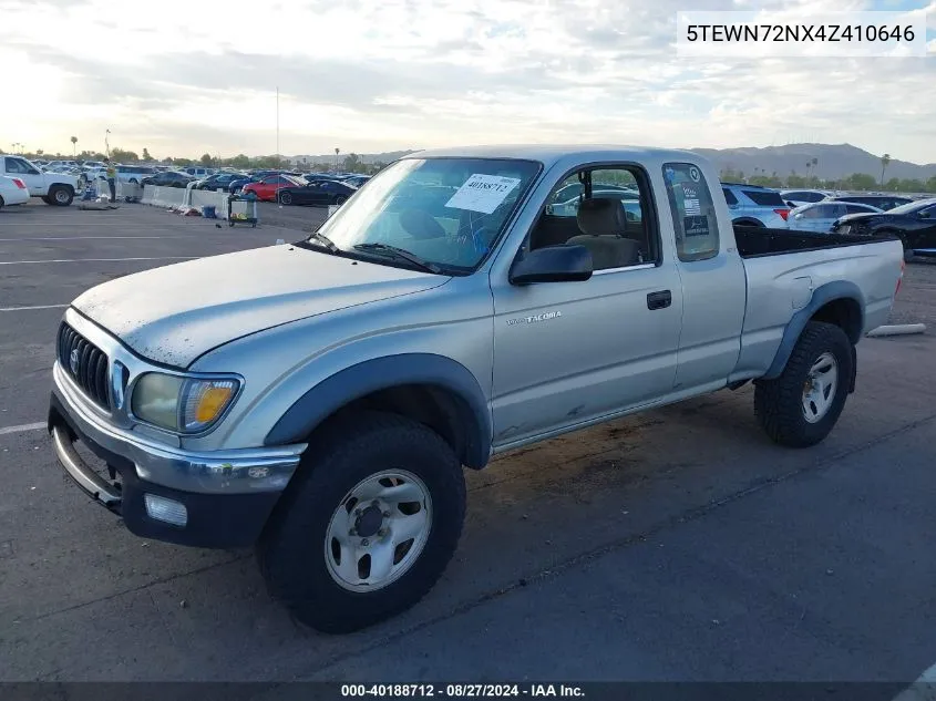 2004 Toyota Tacoma Base V6 VIN: 5TEWN72NX4Z410646 Lot: 40188712