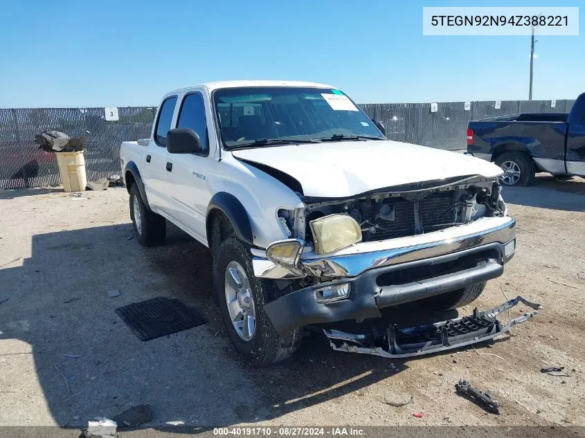 2004 Toyota Tacoma Prerunner V6 VIN: 5TEGN92N94Z388221 Lot: 40191710