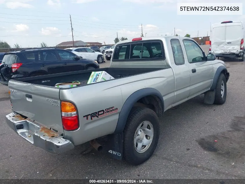 2004 Toyota Tacoma Base V6 VIN: 5TEWN72N54Z374638 Lot: 40263431